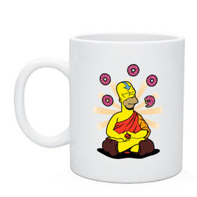 Кружка с принтом Homer Relax в Курске, керамика | объем — 330 мл, диаметр — 80 мм. Принт наносится на бока кружки, можно сделать два разных изображения | Тематика изображения на принте: simpsons | аватар | буддизм | гомер