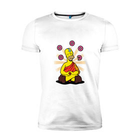 Мужская футболка премиум с принтом Homer Relax в Курске, 92% хлопок, 8% лайкра | приталенный силуэт, круглый вырез ворота, длина до линии бедра, короткий рукав | simpsons | аватар | буддизм | гомер