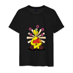 Мужская футболка хлопок с принтом Homer Relax в Курске, 100% хлопок | прямой крой, круглый вырез горловины, длина до линии бедер, слегка спущенное плечо. | simpsons | аватар | буддизм | гомер