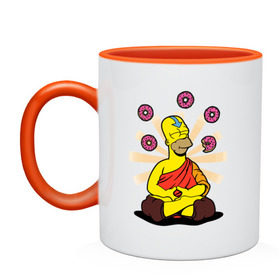 Кружка двухцветная с принтом Homer Relax в Курске, керамика | объем — 330 мл, диаметр — 80 мм. Цветная ручка и кайма сверху, в некоторых цветах — вся внутренняя часть | simpsons | аватар | буддизм | гомер