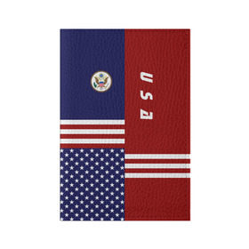 Обложка для паспорта матовая кожа с принтом USA (США) в Курске, натуральная матовая кожа | размер 19,3 х 13,7 см; прозрачные пластиковые крепления | Тематика изображения на принте: us | usa | америка | американец | американка | американцы | америки | герб | доллар | знак | надпись | патриот | полосы | символ | соединенные | страна | сша | флаг | флага | цвета | штаты