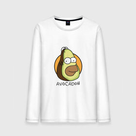 Мужской лонгслив хлопок с принтом Avocadoh в Курске, 100% хлопок |  | Тематика изображения на принте: doh | homer | simpsons | авокадо | гомер