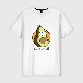 Мужская футболка премиум с принтом Avocadoh в Курске, 92% хлопок, 8% лайкра | приталенный силуэт, круглый вырез ворота, длина до линии бедра, короткий рукав | doh | homer | simpsons | авокадо | гомер