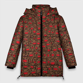 Женская зимняя куртка 3D с принтом Толпа домо-кунов в Курске, верх — 100% полиэстер; подкладка — 100% полиэстер; утеплитель — 100% полиэстер | длина ниже бедра, силуэт Оверсайз. Есть воротник-стойка, отстегивающийся капюшон и ветрозащитная планка. 

Боковые карманы с листочкой на кнопках и внутренний карман на молнии | domikun | domo | domo kun | jdm | домо | домо кун | домокун | дрифт | зубы | коричневый | мем | монстр | пасть | паттрен | япония | японский