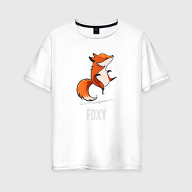 Женская футболка хлопок Oversize с принтом Лиса в Курске, 100% хлопок | свободный крой, круглый ворот, спущенный рукав, длина до линии бедер
 | fox | foxy | лис | лиса | лисица | лисичка | лисы | с лисой | танцующая | фокс