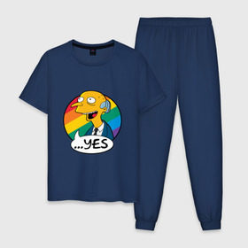 Мужская пижама хлопок с принтом Мистер Бёрнс в Курске, 100% хлопок | брюки и футболка прямого кроя, без карманов, на брюках мягкая резинка на поясе и по низу штанин
 | Тематика изображения на принте: simpsons