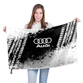 Флаг 3D с принтом Audi abstract sport в Курске, 100% полиэстер | плотность ткани — 95 г/м2, размер — 67 х 109 см. Принт наносится с одной стороны | ауди | кольца | лого | машина