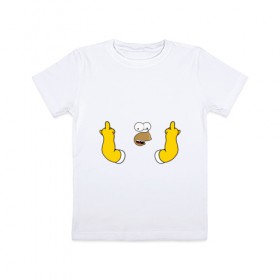 Детская футболка хлопок с принтом Гомер в Курске, 100% хлопок | круглый вырез горловины, полуприлегающий силуэт, длина до линии бедер | homer | simpsons | гомер
