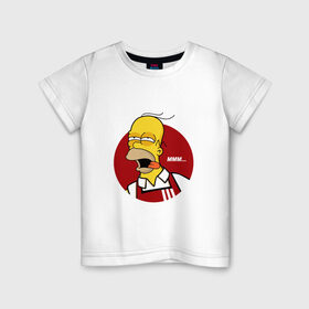 Детская футболка хлопок с принтом Гомер Симпсон в Курске, 100% хлопок | круглый вырез горловины, полуприлегающий силуэт, длина до линии бедер | 