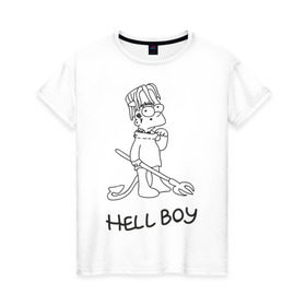 Женская футболка хлопок с принтом Bart Lil Peep в Курске, 100% хлопок | прямой крой, круглый вырез горловины, длина до линии бедер, слегка спущенное плечо | bart simpson | lil peep | барт симпсоны | лил пип