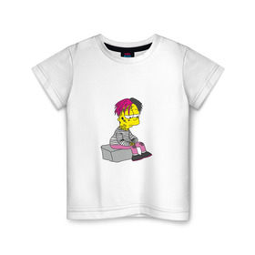 Детская футболка хлопок с принтом Bart Lili Peep в Курске, 100% хлопок | круглый вырез горловины, полуприлегающий силуэт, длина до линии бедер | Тематика изображения на принте: bart simpson | lil peep | барт симпсон | лил пип