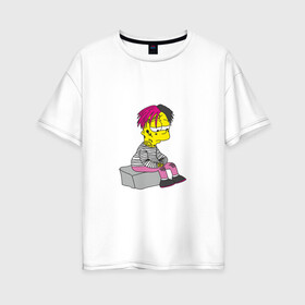 Женская футболка хлопок Oversize с принтом Bart Lili Peep в Курске, 100% хлопок | свободный крой, круглый ворот, спущенный рукав, длина до линии бедер
 | bart simpson | lil peep | барт симпсон | лил пип