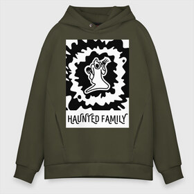 Мужское худи Oversize хлопок с принтом Haunted Family в Курске, френч-терри — 70% хлопок, 30% полиэстер. Мягкий теплый начес внутри —100% хлопок | боковые карманы, эластичные манжеты и нижняя кромка, капюшон на магнитной кнопке | 