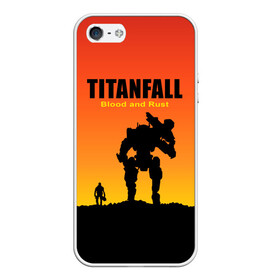 Чехол для iPhone 5/5S матовый с принтом Titanfall 2 в Курске, Силикон | Область печати: задняя сторона чехла, без боковых панелей | blood and rust | game | воин | закат | игра | кровь и ржавчина | робот