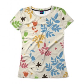 Женская футболка 3D с принтом Цвета радости в Курске, 100% полиэфир ( синтетическое хлопкоподобное полотно) | прямой крой, круглый вырез горловины, длина до линии бедер | 