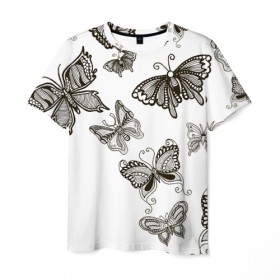 Мужская футболка 3D с принтом Коллекция BOUDOIR в Курске, 100% полиэфир | прямой крой, круглый вырез горловины, длина до линии бедер | абстракция | бабочки