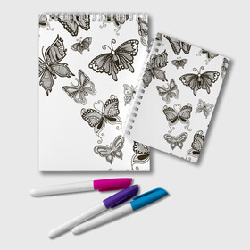 Блокнот с принтом Коллекция BOUDOIR в Курске, 100% бумага | 48 листов, плотность листов — 60 г/м2, плотность картонной обложки — 250 г/м2. Листы скреплены удобной пружинной спиралью. Цвет линий — светло-серый
 | абстракция | бабочки