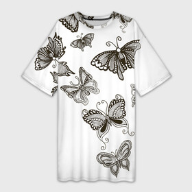 Платье-футболка 3D с принтом Коллекция BOUDOIR в Курске,  |  | абстракция | бабочки