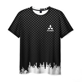 Мужская футболка 3D с принтом Mitsubishi abstract black 2018 в Курске, 100% полиэфир | прямой крой, круглый вырез горловины, длина до линии бедер | Тематика изображения на принте:  машина | марка | митсубиси