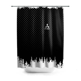 Штора 3D для ванной с принтом Mitsubishi abstract black 2018 в Курске, 100% полиэстер | плотность материала — 100 г/м2. Стандартный размер — 146 см х 180 см. По верхнему краю — пластиковые люверсы для креплений. В комплекте 10 пластиковых колец |  машина | марка | митсубиси