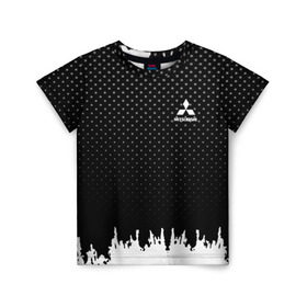 Детская футболка 3D с принтом Mitsubishi abstract black в Курске, 100% гипоаллергенный полиэфир | прямой крой, круглый вырез горловины, длина до линии бедер, чуть спущенное плечо, ткань немного тянется |  машина | марка | митсубиси