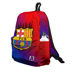 Рюкзак 3D с принтом FC Barcelona color sport в Курске, 100% полиэстер | лямки с регулируемой длиной, сверху петелька, чтобы рюкзак можно было повесить на вешалку. Основное отделение закрывается на молнию, как и внешний карман. Внутри два дополнительных кармана, один из которых закрывается на молнию. По бокам два дополнительных кармашка | football | soccer | барселона