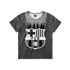 Детская футболка 3D с принтом FC Barcelona abstract color в Курске, 100% гипоаллергенный полиэфир | прямой крой, круглый вырез горловины, длина до линии бедер, чуть спущенное плечо, ткань немного тянется | Тематика изображения на принте: 