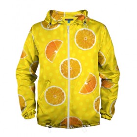 Мужская ветровка 3D с принтом Апельсиновое настроение в Курске, 100% полиэстер | подол и капюшон оформлены резинкой с фиксаторами, два кармана без застежек по бокам, один потайной карман на груди | апельсин
