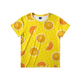Детская футболка 3D с принтом Апельсиновое настроение в Курске, 100% гипоаллергенный полиэфир | прямой крой, круглый вырез горловины, длина до линии бедер, чуть спущенное плечо, ткань немного тянется | апельсин