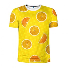 Мужская футболка 3D спортивная с принтом Апельсиновое настроение в Курске, 100% полиэстер с улучшенными характеристиками | приталенный силуэт, круглая горловина, широкие плечи, сужается к линии бедра | апельсин