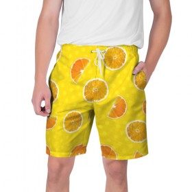 Мужские шорты 3D с принтом Апельсиновое настроение в Курске,  полиэстер 100% | прямой крой, два кармана без застежек по бокам. Мягкая трикотажная резинка на поясе, внутри которой широкие завязки. Длина чуть выше колен | апельсин