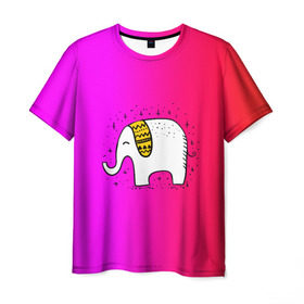 Мужская футболка 3D с принтом Радужный слоник в Курске, 100% полиэфир | прямой крой, круглый вырез горловины, длина до линии бедер | детские | животные | слон | слоник | слоны