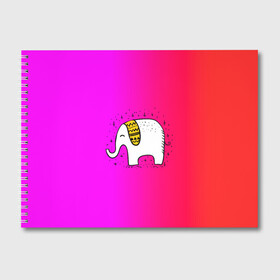 Альбом для рисования с принтом Радужный слоник в Курске, 100% бумага
 | матовая бумага, плотность 200 мг. | детские | животные | слон | слоник | слоны