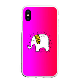 Чехол для iPhone XS Max матовый с принтом Радужный слоник в Курске, Силикон | Область печати: задняя сторона чехла, без боковых панелей | детские | животные | слон | слоник | слоны