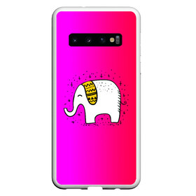 Чехол для Samsung Galaxy S10 с принтом Радужный слоник в Курске, Силикон | Область печати: задняя сторона чехла, без боковых панелей | Тематика изображения на принте: детские | животные | слон | слоник | слоны