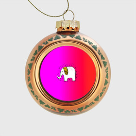 Стеклянный ёлочный шар с принтом Радужный слоник в Курске, Стекло | Диаметр: 80 мм | Тематика изображения на принте: детские | животные | слон | слоник | слоны