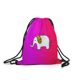 Рюкзак-мешок 3D с принтом Радужный слоник в Курске, 100% полиэстер | плотность ткани — 200 г/м2, размер — 35 х 45 см; лямки — толстые шнурки, застежка на шнуровке, без карманов и подкладки | детские | животные | слон | слоник | слоны