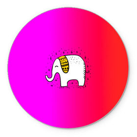 Коврик для мышки круглый с принтом Радужный слоник в Курске, резина и полиэстер | круглая форма, изображение наносится на всю лицевую часть | детские | животные | слон | слоник | слоны
