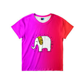 Детская футболка 3D с принтом Радужный слоник в Курске, 100% гипоаллергенный полиэфир | прямой крой, круглый вырез горловины, длина до линии бедер, чуть спущенное плечо, ткань немного тянется | Тематика изображения на принте: детские | животные | слон | слоник | слоны