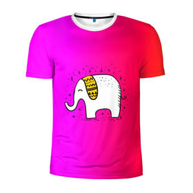 Мужская футболка 3D спортивная с принтом Радужный слоник в Курске, 100% полиэстер с улучшенными характеристиками | приталенный силуэт, круглая горловина, широкие плечи, сужается к линии бедра | Тематика изображения на принте: детские | животные | слон | слоник | слоны