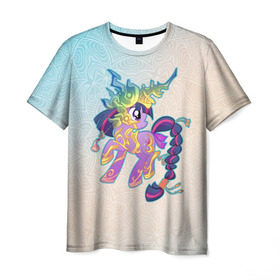 Мужская футболка 3D с принтом My Little Pony в Курске, 100% полиэфир | прямой крой, круглый вырез горловины, длина до линии бедер | комедия | маленький | мой | музыка | мультфильм | мюзикл | пони | приключения | сказка | фэнтези