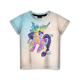 Детская футболка 3D с принтом My Little Pony в Курске, 100% гипоаллергенный полиэфир | прямой крой, круглый вырез горловины, длина до линии бедер, чуть спущенное плечо, ткань немного тянется | комедия | маленький | мой | музыка | мультфильм | мюзикл | пони | приключения | сказка | фэнтези