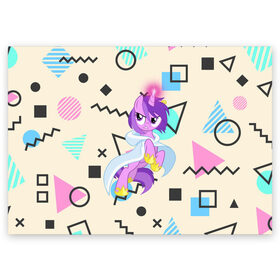 Поздравительная открытка с принтом My Little Pony в Курске, 100% бумага | плотность бумаги 280 г/м2, матовая, на обратной стороне линовка и место для марки
 | мой маленький пони | мультфильм