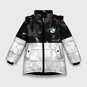 Зимняя куртка для девочек 3D с принтом BMW BLACK COLLECTION в Курске, ткань верха — 100% полиэстер; подклад — 100% полиэстер, утеплитель — 100% полиэстер. | длина ниже бедра, удлиненная спинка, воротник стойка и отстегивающийся капюшон. Есть боковые карманы с листочкой на кнопках, утяжки по низу изделия и внутренний карман на молнии. 

Предусмотрены светоотражающий принт на спинке, радужный светоотражающий элемент на пуллере молнии и на резинке для утяжки. | auto | bmw | motorsport | авто | автомобиль | автомобильные | бмв | бренд | марка | машины | моторспорт | спорт