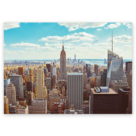 Поздравительная открытка с принтом Столица мира (Нью-Йорк) в Курске, 100% бумага | плотность бумаги 280 г/м2, матовая, на обратной стороне линовка и место для марки
 | america | new york | usa | америка | каменные джунгли | нью йорк | сша