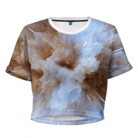 Женская футболка Cropp-top с принтом Кристализация в Курске, 100% полиэстер | круглая горловина, длина футболки до линии талии, рукава с отворотами | 