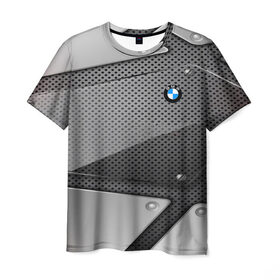Мужская футболка 3D с принтом BMW metalic motors в Курске, 100% полиэфир | прямой крой, круглый вырез горловины, длина до линии бедер | 