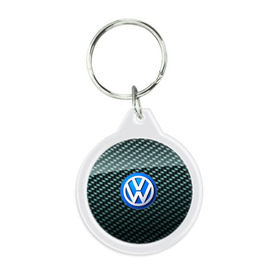 Брелок круглый с принтом Volkswagen SPORT в Курске, пластик и полированная сталь | круглая форма, металлическое крепление в виде кольца | 