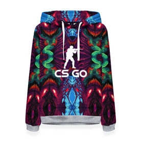 Женская толстовка 3D с принтом CS GO hyper beast collection в Курске, 100% полиэстер  | двухслойный капюшон со шнурком для регулировки, мягкие манжеты на рукавах и по низу толстовки, спереди карман-кенгуру с мягким внутренним слоем. | скоростной зверь