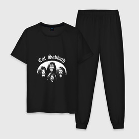 Мужская пижама хлопок с принтом Black Sabbath в Курске, 100% хлопок | брюки и футболка прямого кроя, без карманов, на брюках мягкая резинка на поясе и по низу штанин
 | 